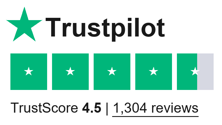 Trustpilot rating: TrustScore 4.5 based on 1,304 reviews