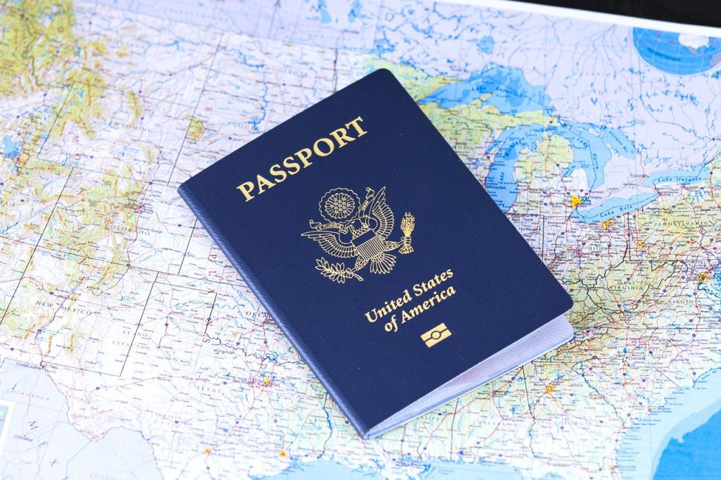 Picture of US Passport on US Map